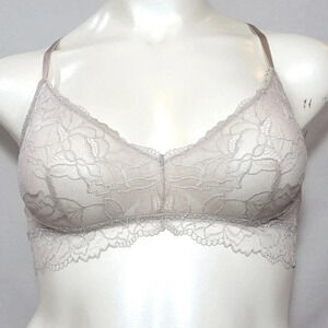 XS X-SMALL Gilligan OMalley Floral Lace Bralette Bra Fog Gray NWT